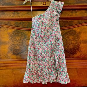 J Crew one shoulder sleeveless ruffle dress